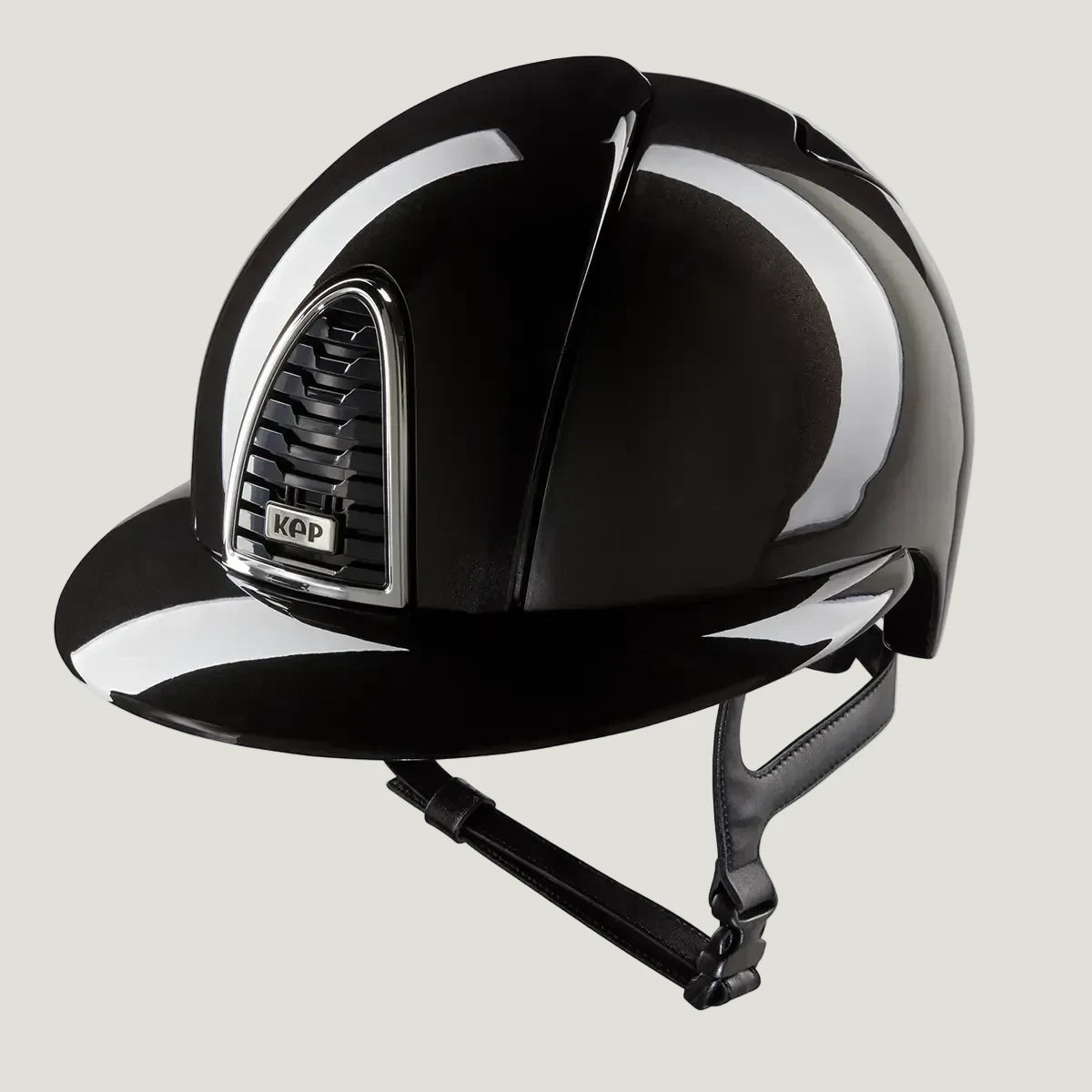Black KEP equestrian helmet with visor on a white background