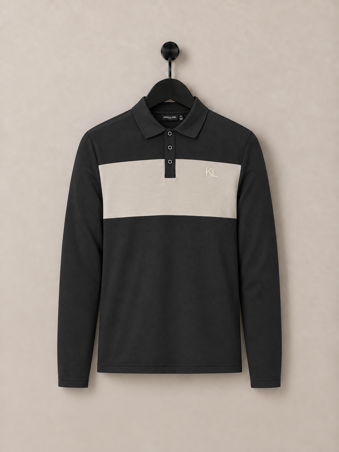 Kingsland KLAxel Mens Training Wool Blend Pique Polo Shirt Black Beige