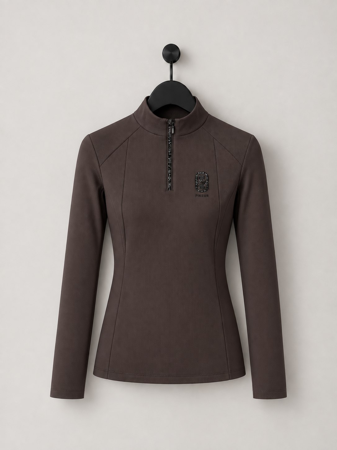 Pikeur Zip Ribbed Function Shirt Crystal Chocolate
