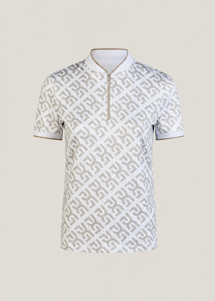 Pikeur Core Zip Polo Shirt Beige/White
