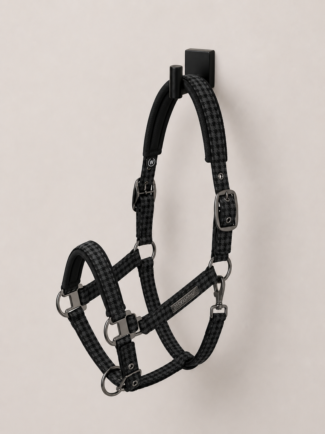 Eskadron Padded Halter Essence Velvet Houndstooth Black
