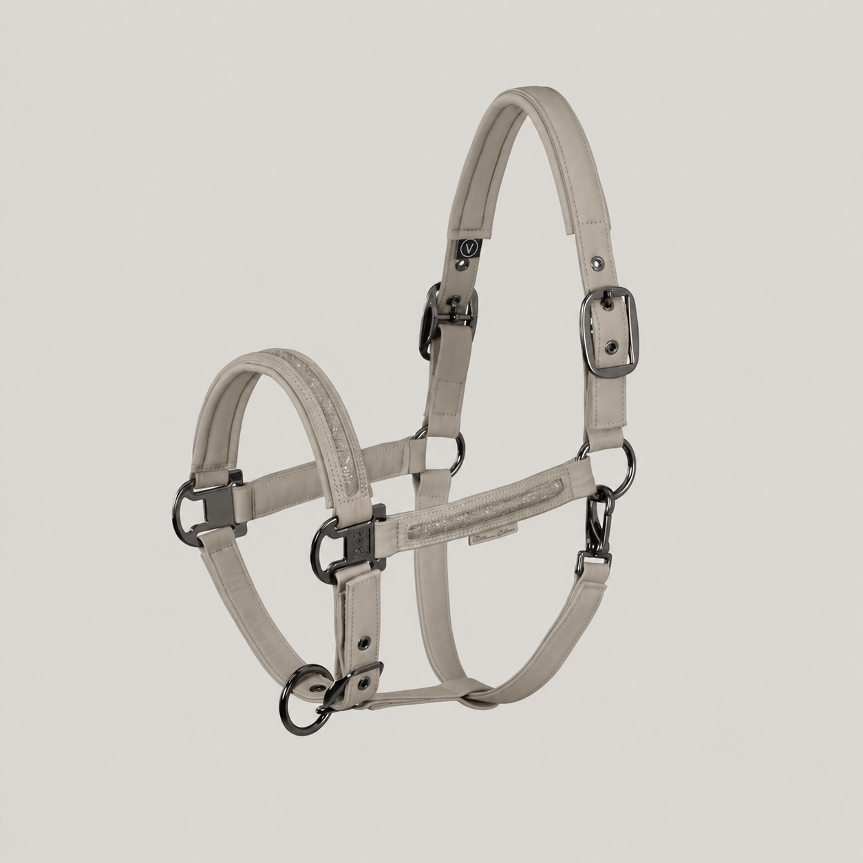 Eskadron Platinum Padded Faux Leather Jewel Halter Pale Gray