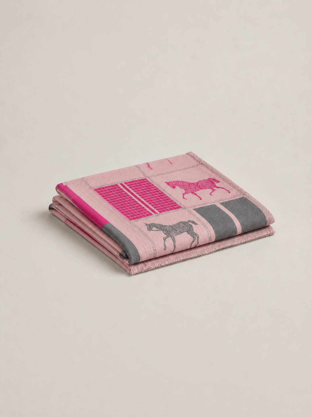 Equestrian/Rider Scarf Horse Design Pink/Beige