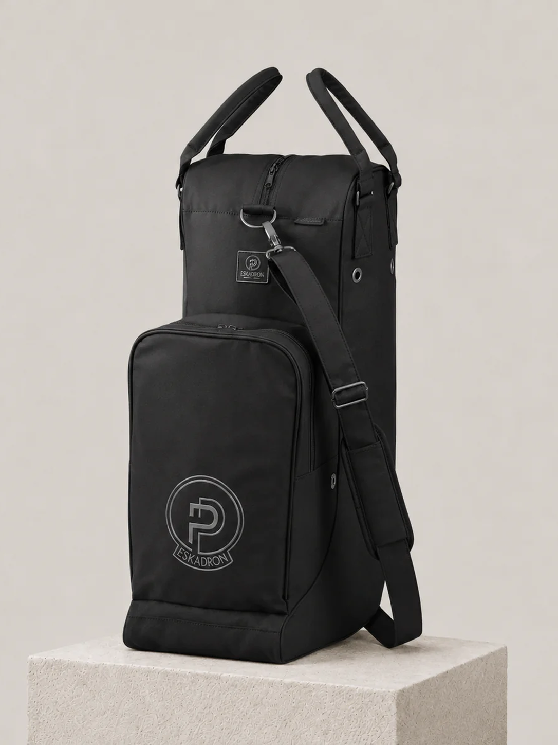 Eskadron Leather Boot & Helmet Bag Black