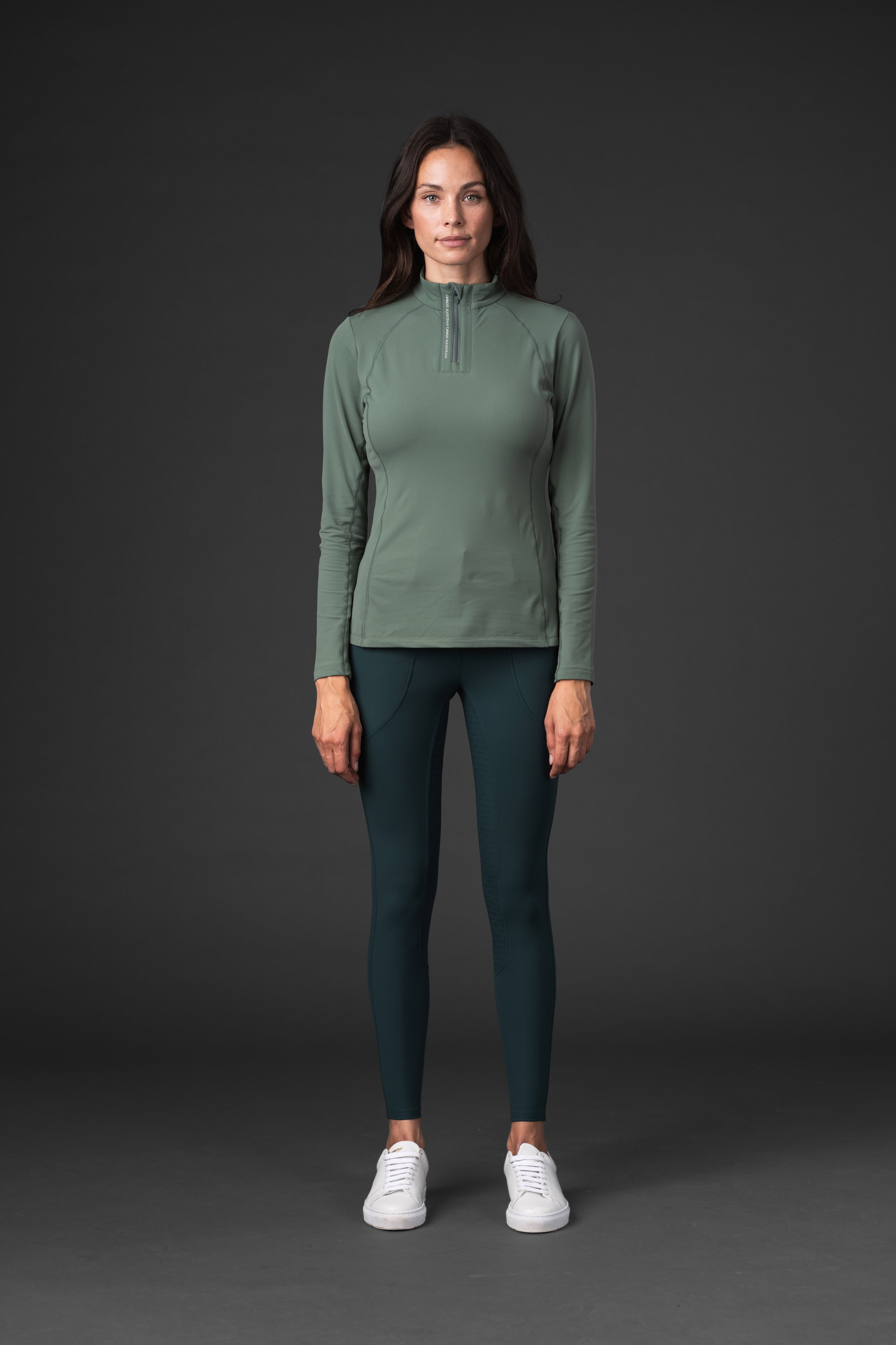 Catago Bree Half-Zip Long Sleeve Riding Shirt Green