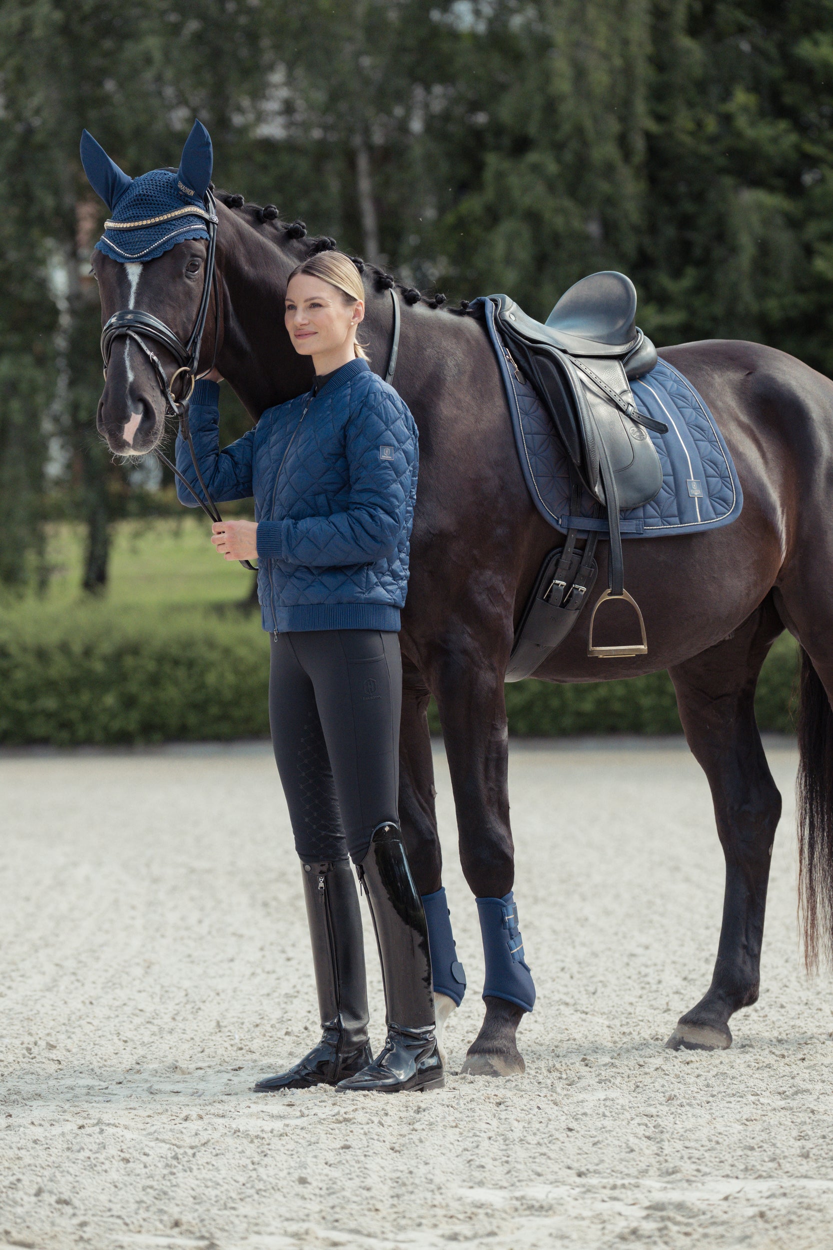 Eskadron Quilt Bomber Riding Jacket Ladies Blue