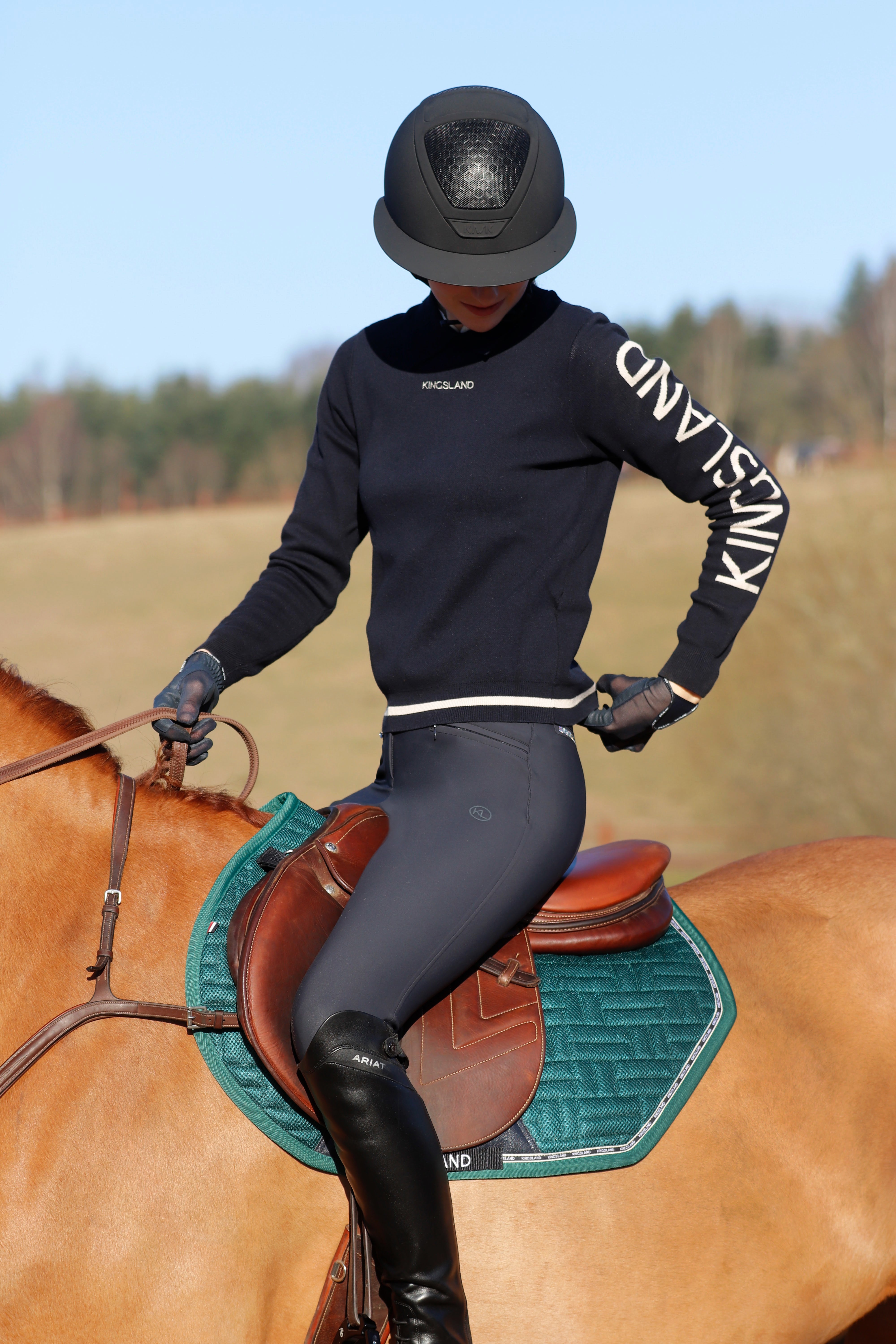 Kingsland Nalin Ladies Knitted Polo Longsleeve Shirt Navy