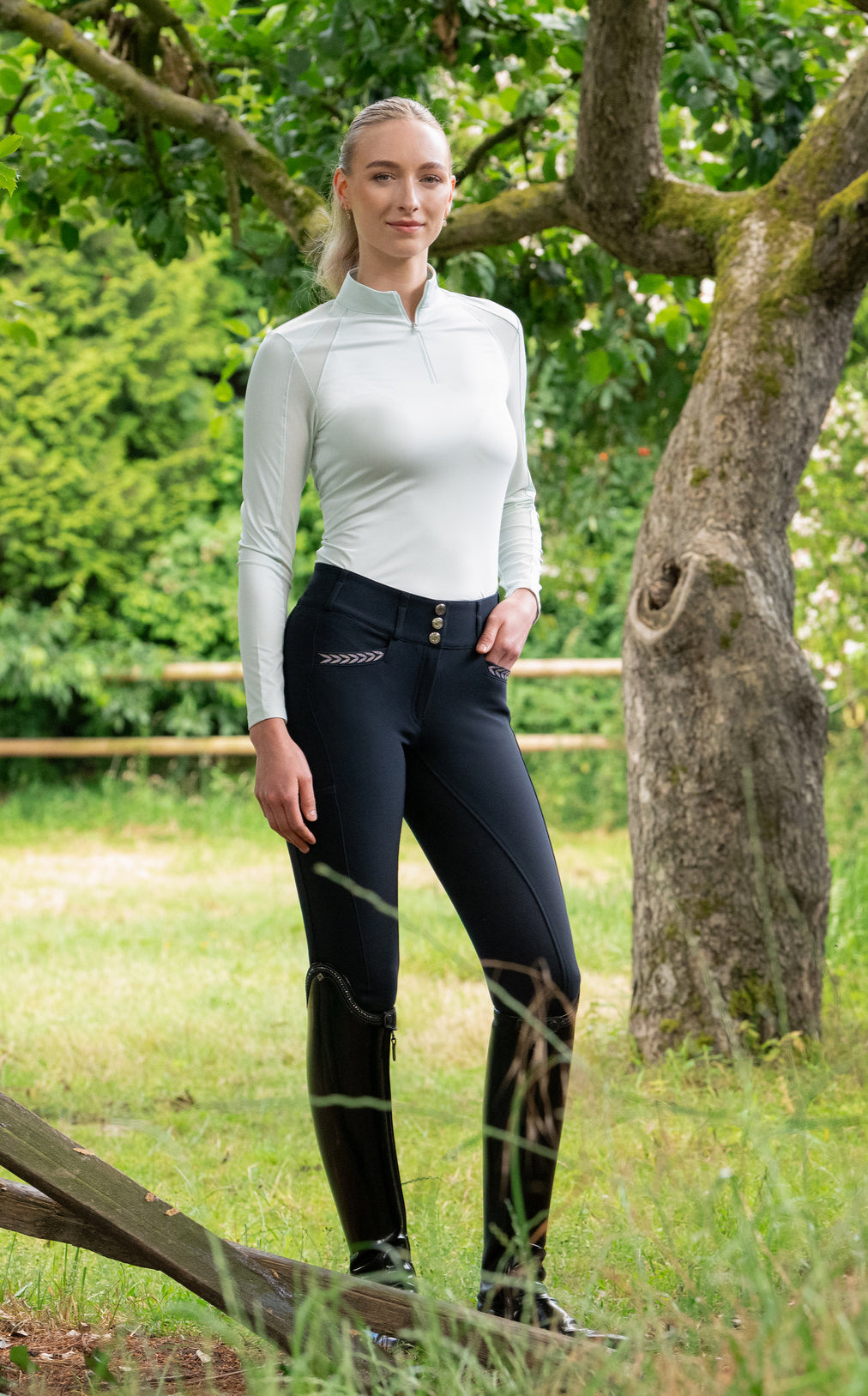 Pikeur Candela Flex Faux Leather Breeches High Waist Navy