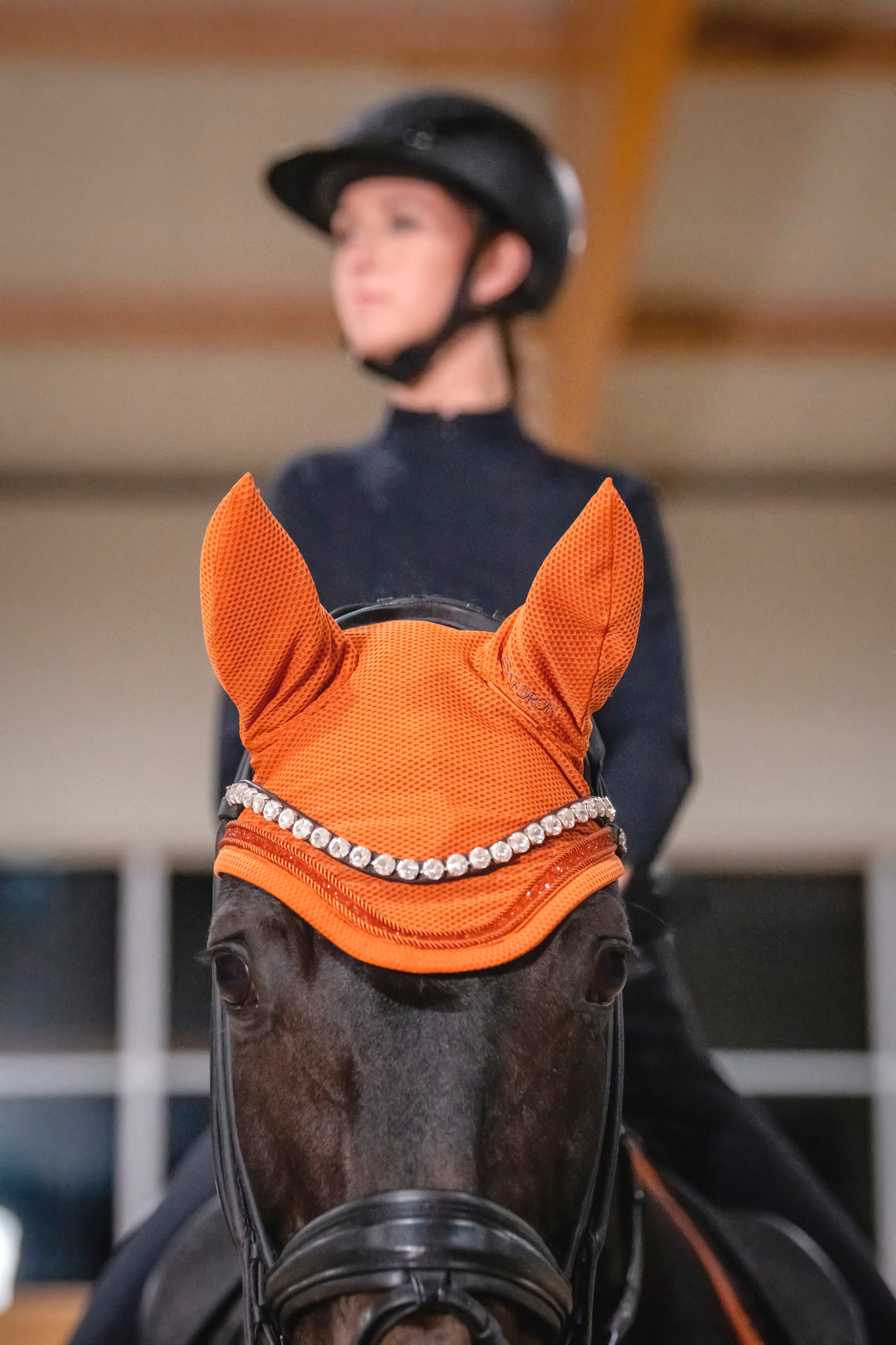 Eskadron Platinum Dynair Mesh Fly Veil Ear Bonnet Amber Orange