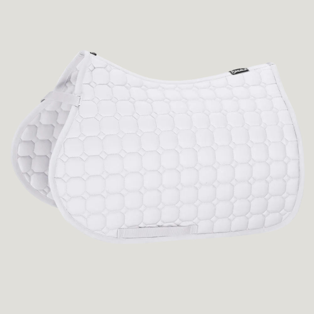 White quilted saddle pad on a white background