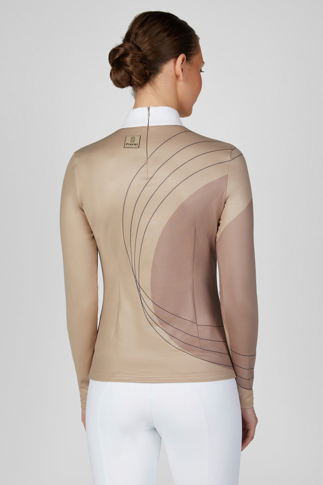 Pikeur Competition Training Shirt Mocha Cream and White