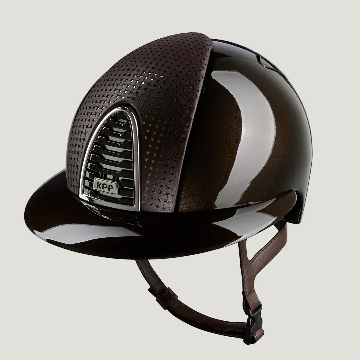 KEP CROMO 2.0 Brown Shine Verona Brown Leather Chrome Wide Visor