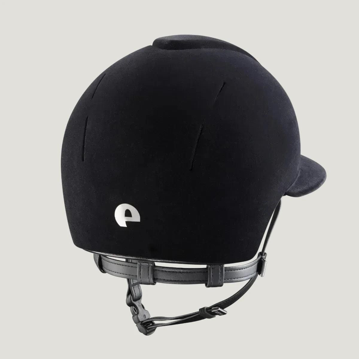 KEP Smart Nova Riding Helmet Black Velvet Wide Visor Black Chinstrap