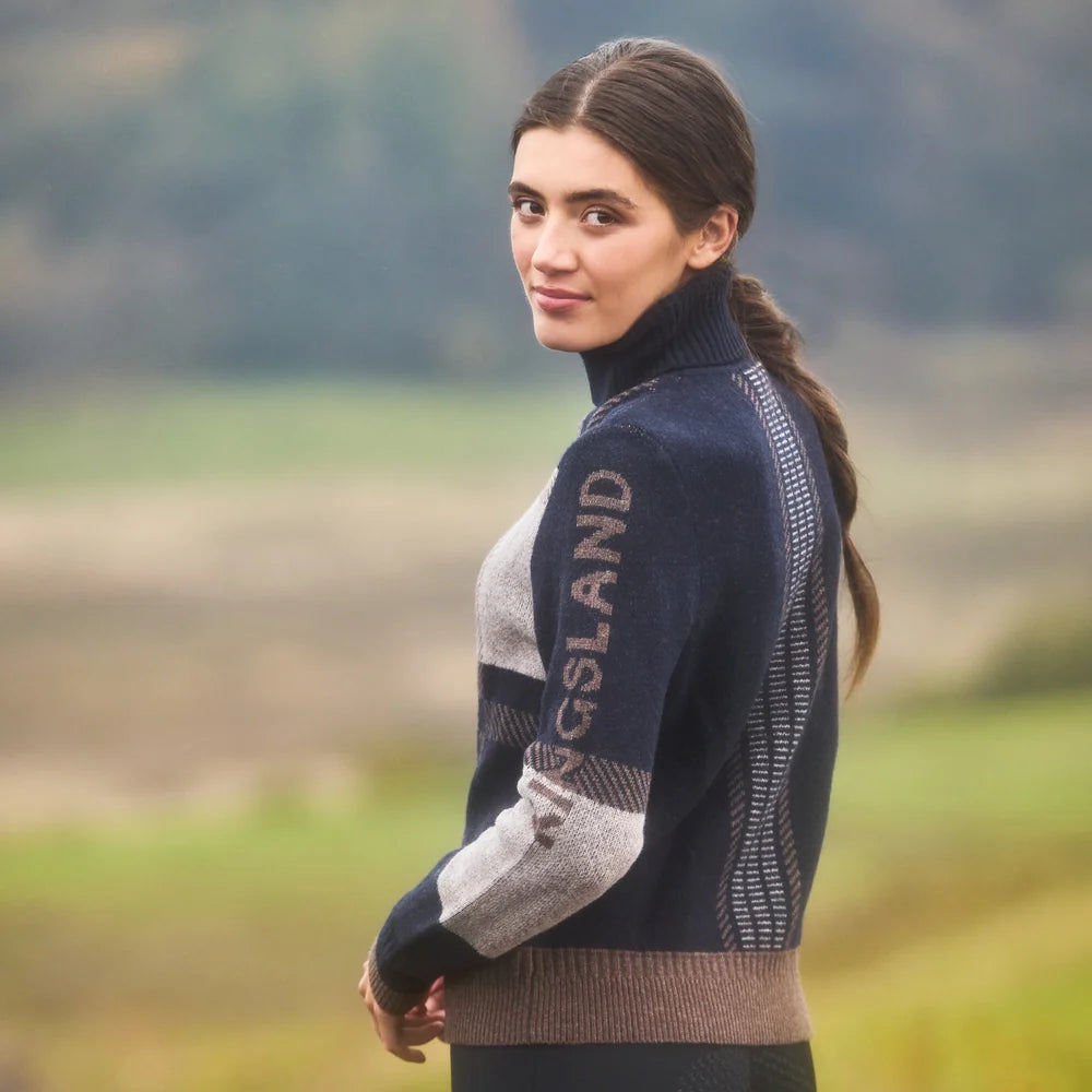 Kingsland KLArin Womens Turtleneck Sweater Pullover Wool Blend Navy
