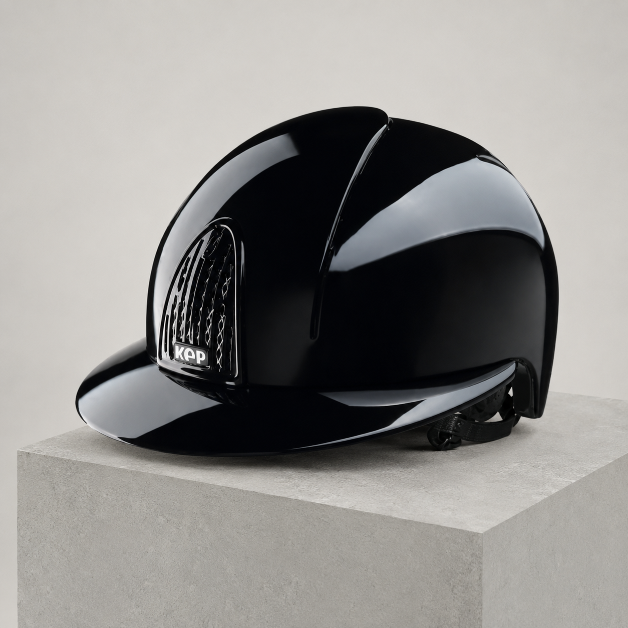 KEP Smart Helmet Polish Black with Polo Wide Visor