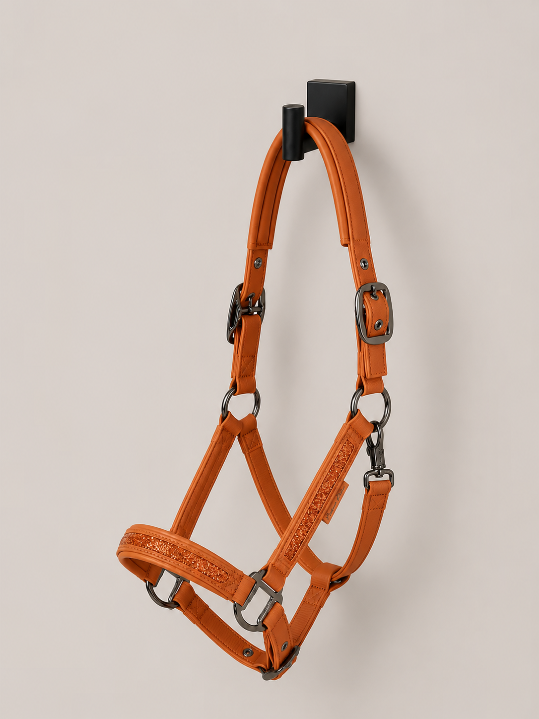 Eskadron Platinum Padded Faux Leather Jewel Halter Orange