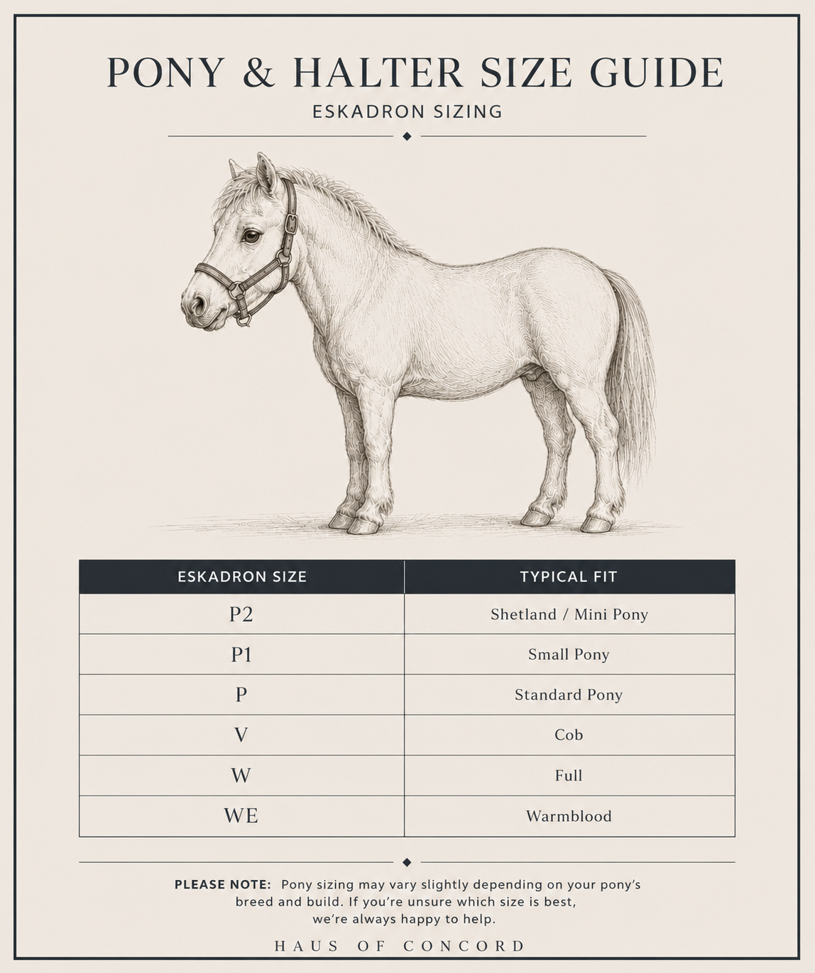 Product size chart