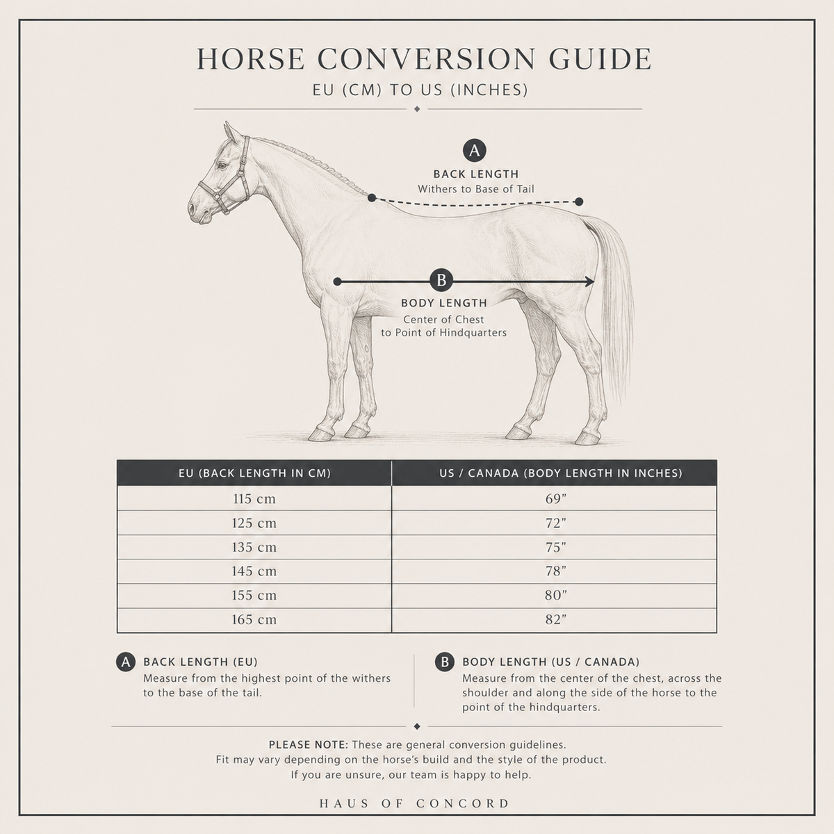 Product size chart