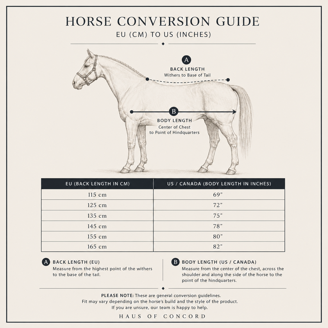Product size chart