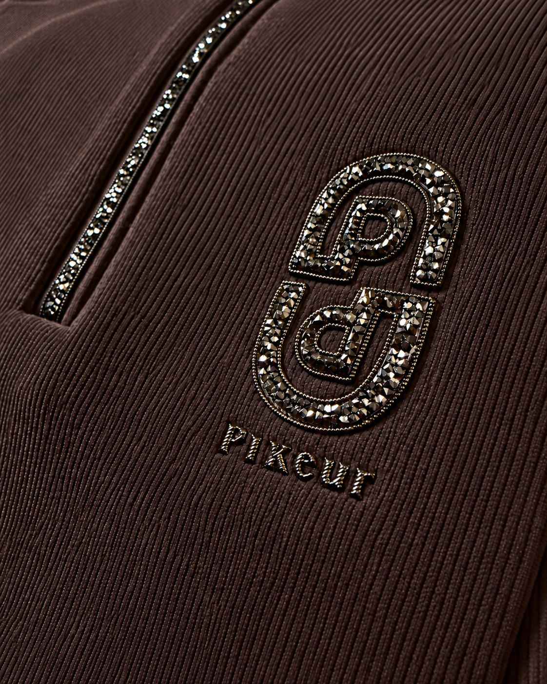 Pikeur Zip Ribbed Function Shirt Crystal Chocolate