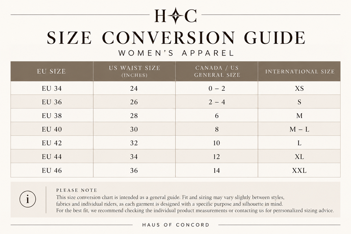 Product size chart