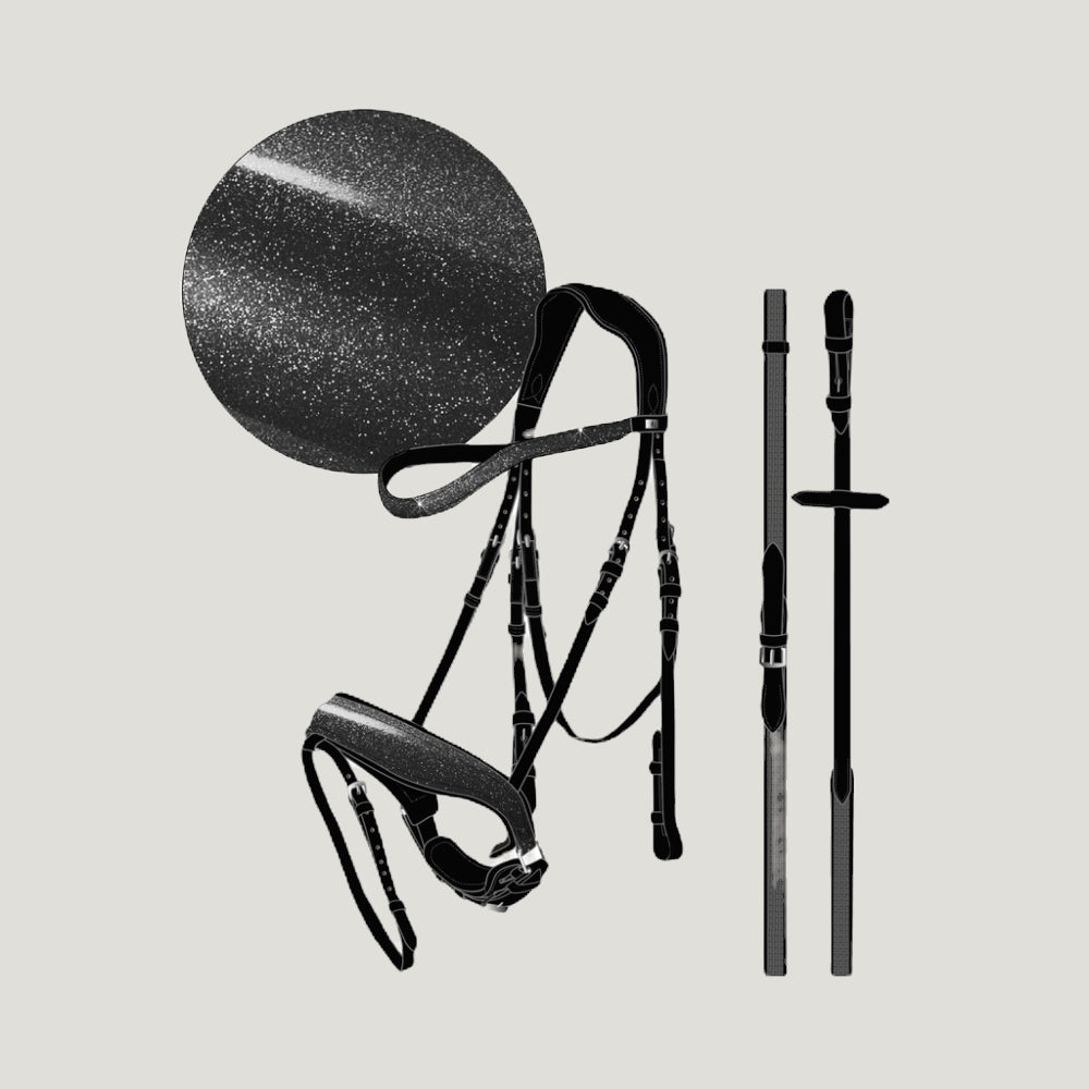 Cryll Ergonomic Bridle Black Leather w/Flash & Reins Included