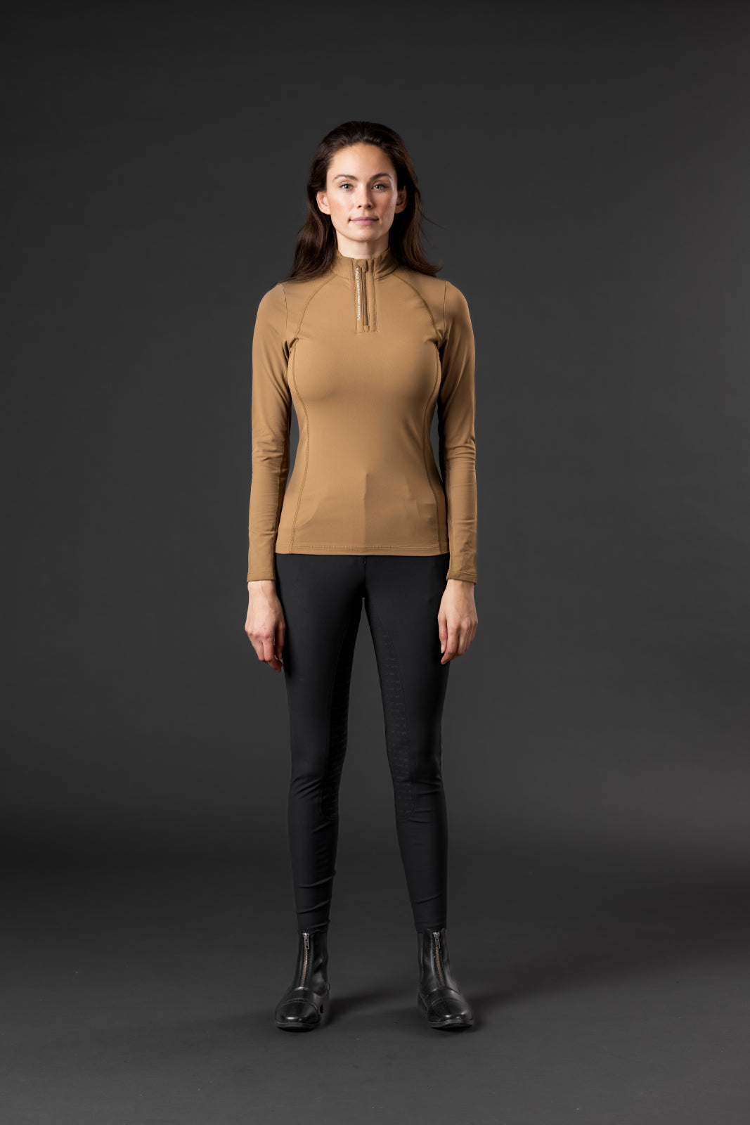 Catago Bree Half-Zip Long Sleeve Riding Shirt Light Brown