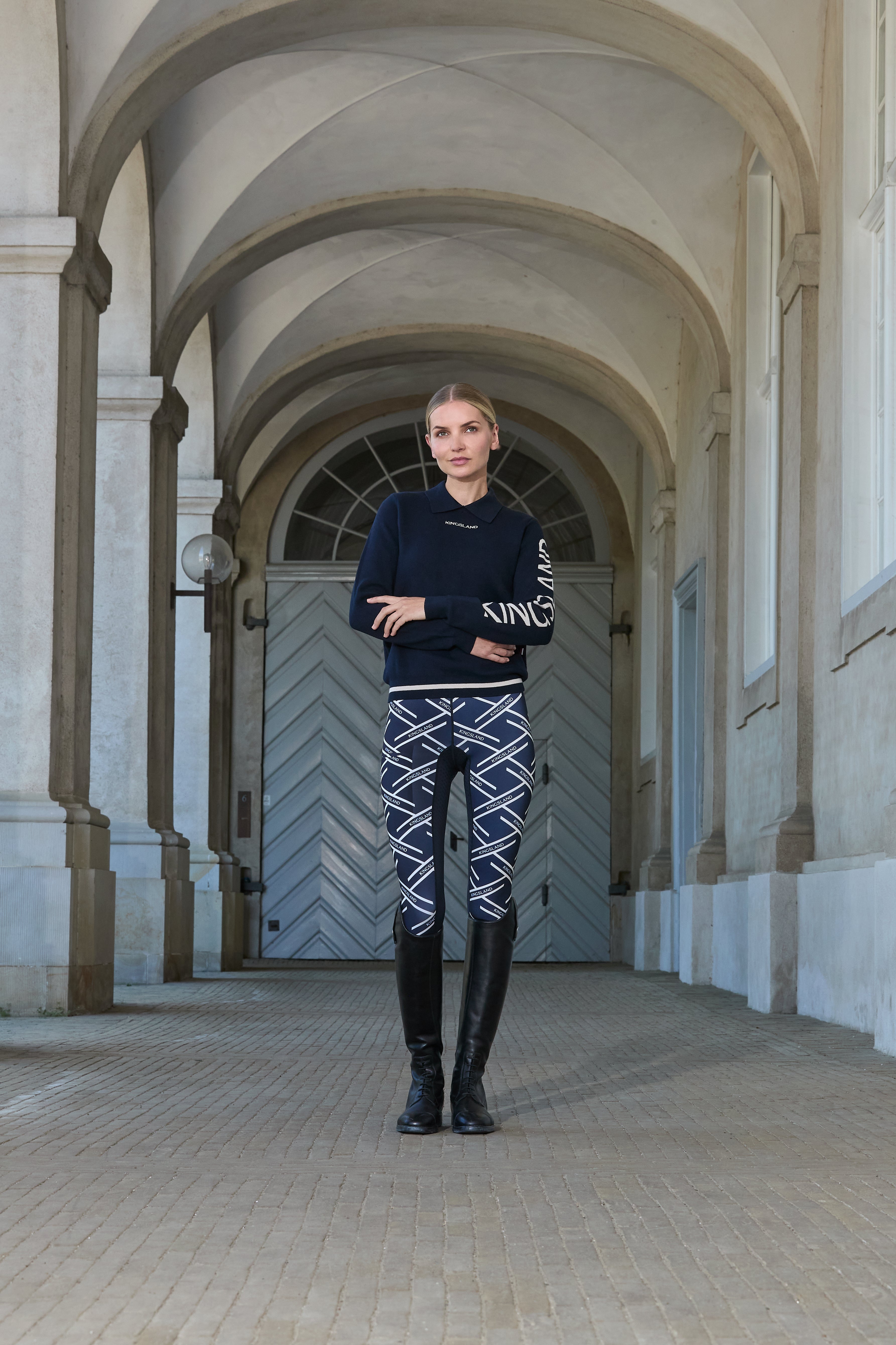 Kingsland Nalin Ladies Knitted Polo Longsleeve Shirt Navy