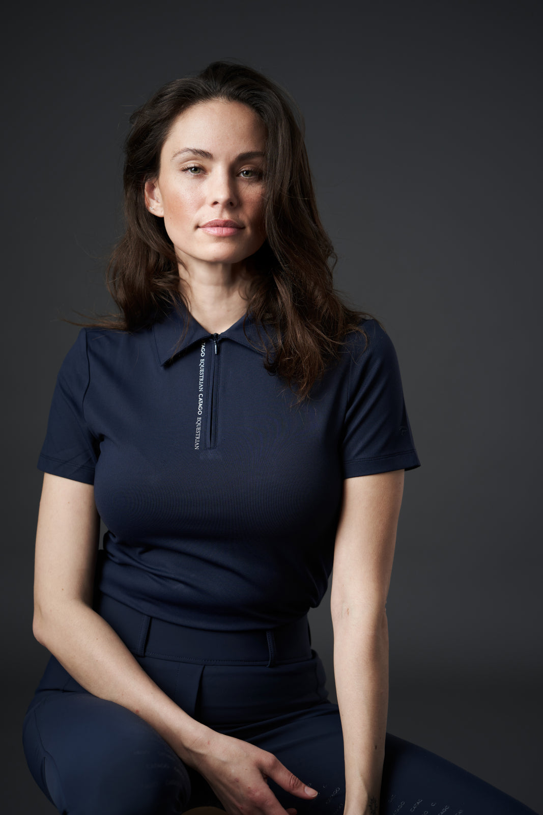 Catago Nash Zip Polo Riding Shirt Navy