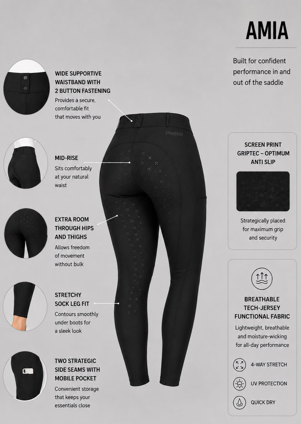 Pikeur Amia Knee Patch MidWaist Breeches