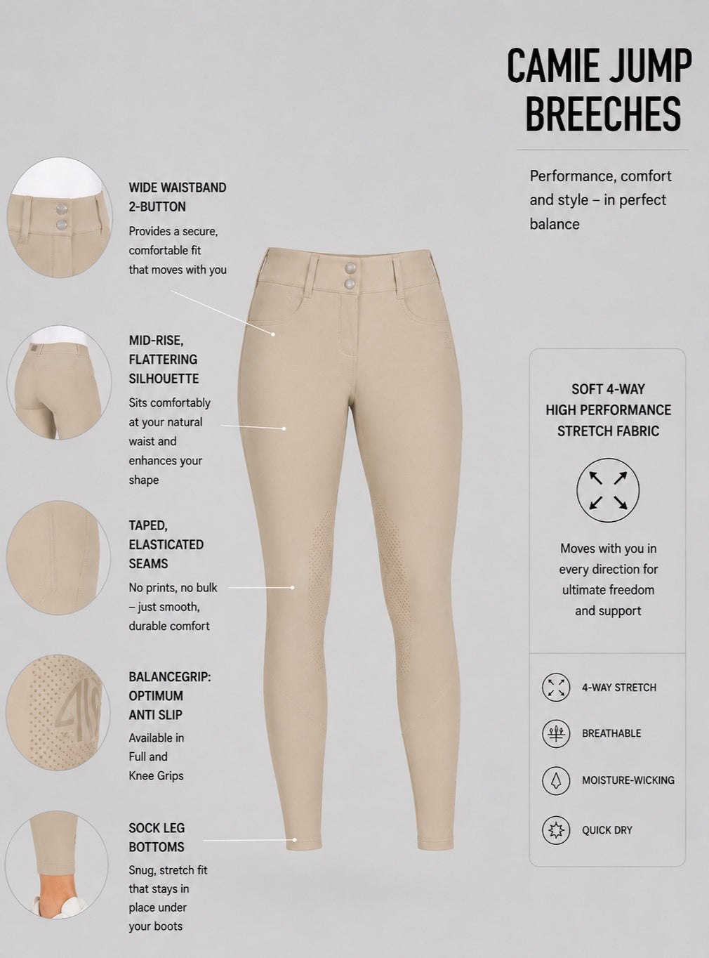 Pikeur Camie JUMP SD Beige Knee Patch Breeches