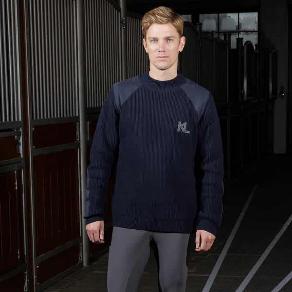 Kingsland KLVas Mens Pullover Knit Cable Sweater Navy