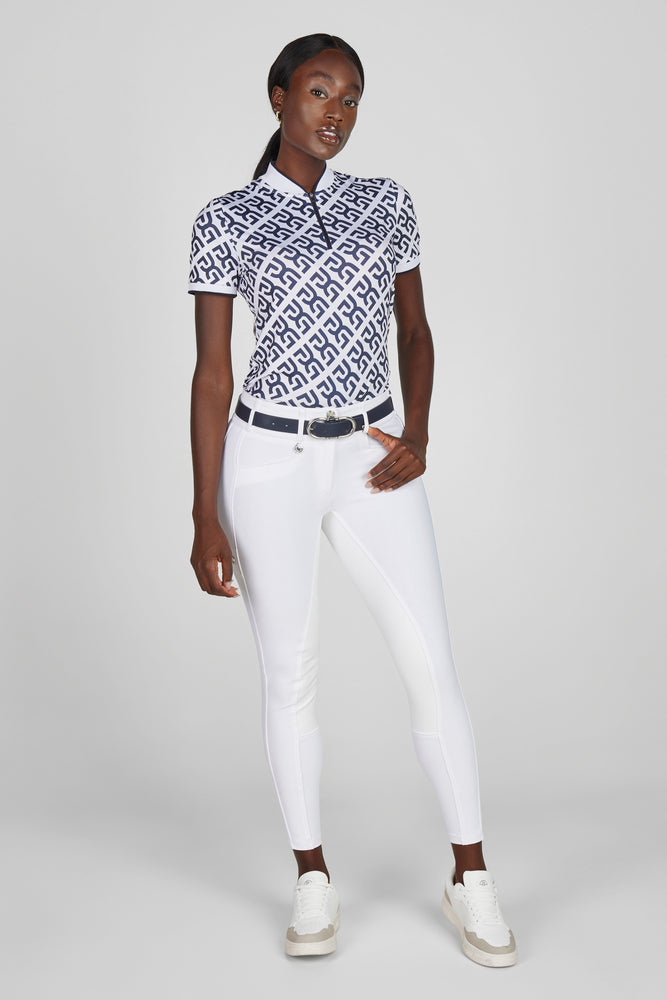 Pikeur Core Zip Polo Shirt Navy/White