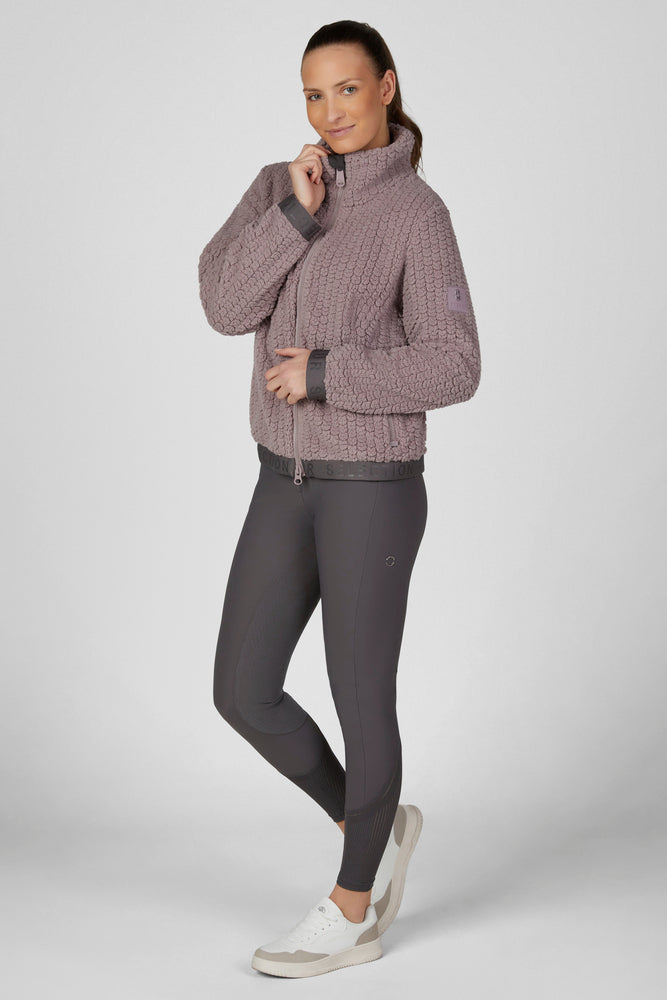 Pikeur Velvet Knit Fleece Teddy Sweater Jacket Ash Mauve Gray