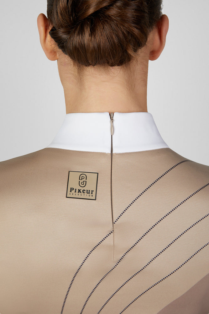 Pikeur Competition Training Shirt Mocha Cream and White